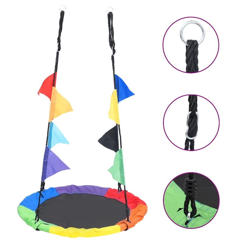Tęczowa huśtawka typu gniazdo z chorągiewkami, 100 cm vidaXL