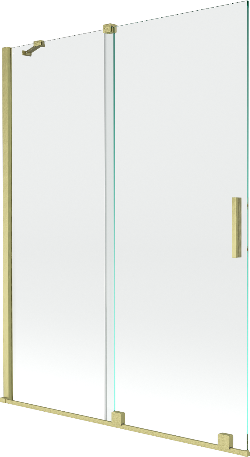 Mexen Velar parawan nawannowy 2-skrzydłowy rozsuwany 130 x 150 cm, transparent, złoty szczotkowany - 896-130-000-01-55