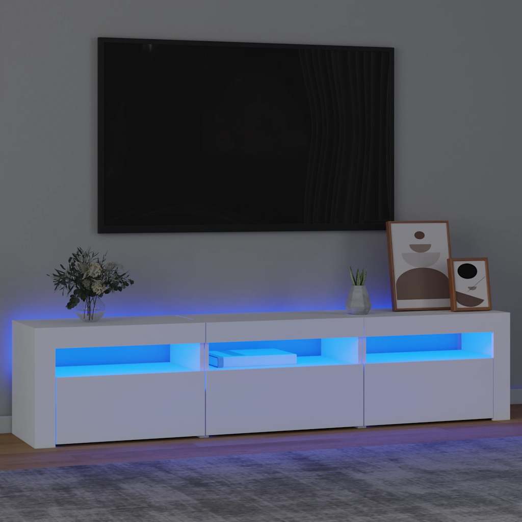 Szafka pod TV z oświetleniem LED, biała, 180x35x40 cm vidaXL