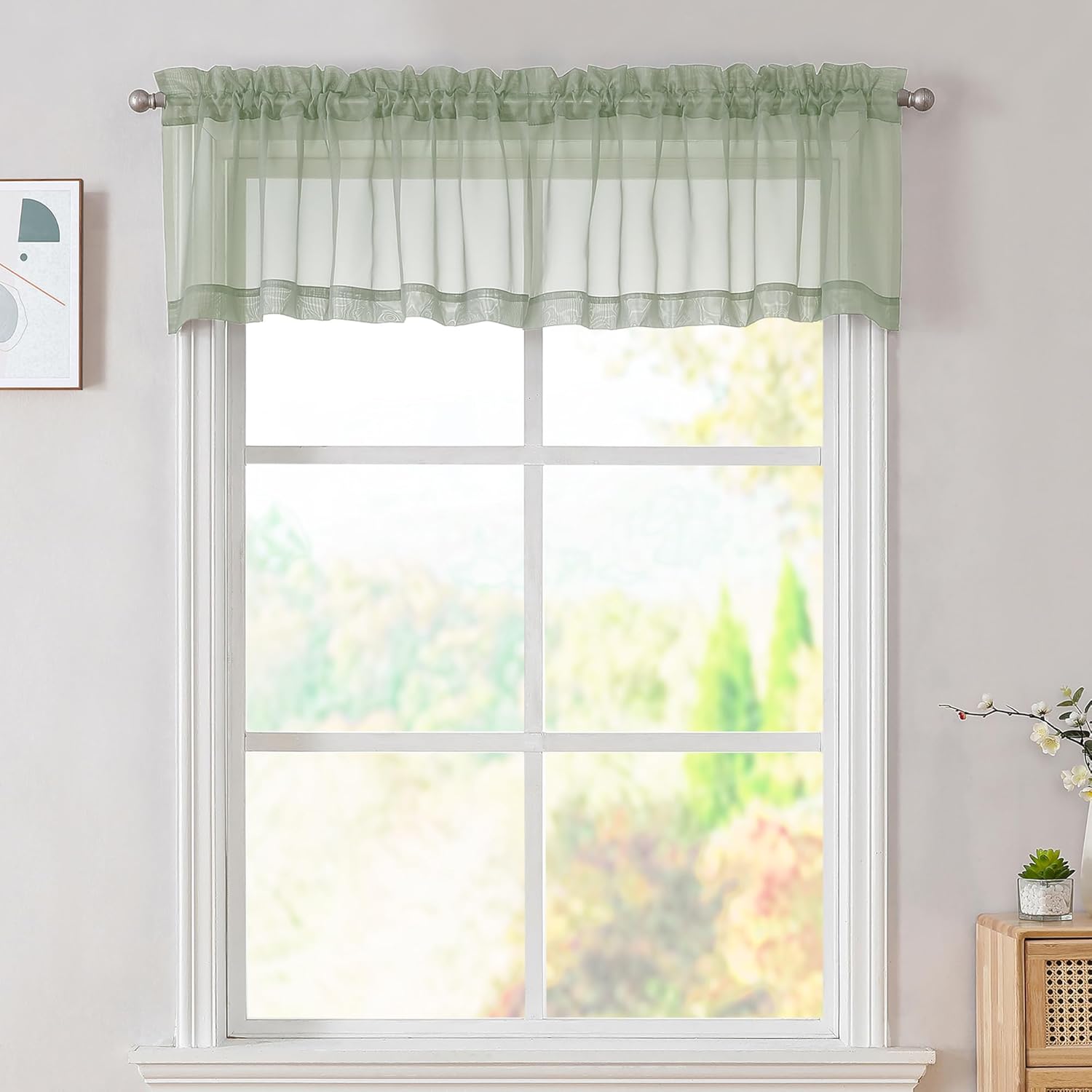Firanki 107×36 cm, idealne do sypialni, salonów i kuchni, eleganckie i lekkie (zielone, 2 sztuki w opakowaniu)