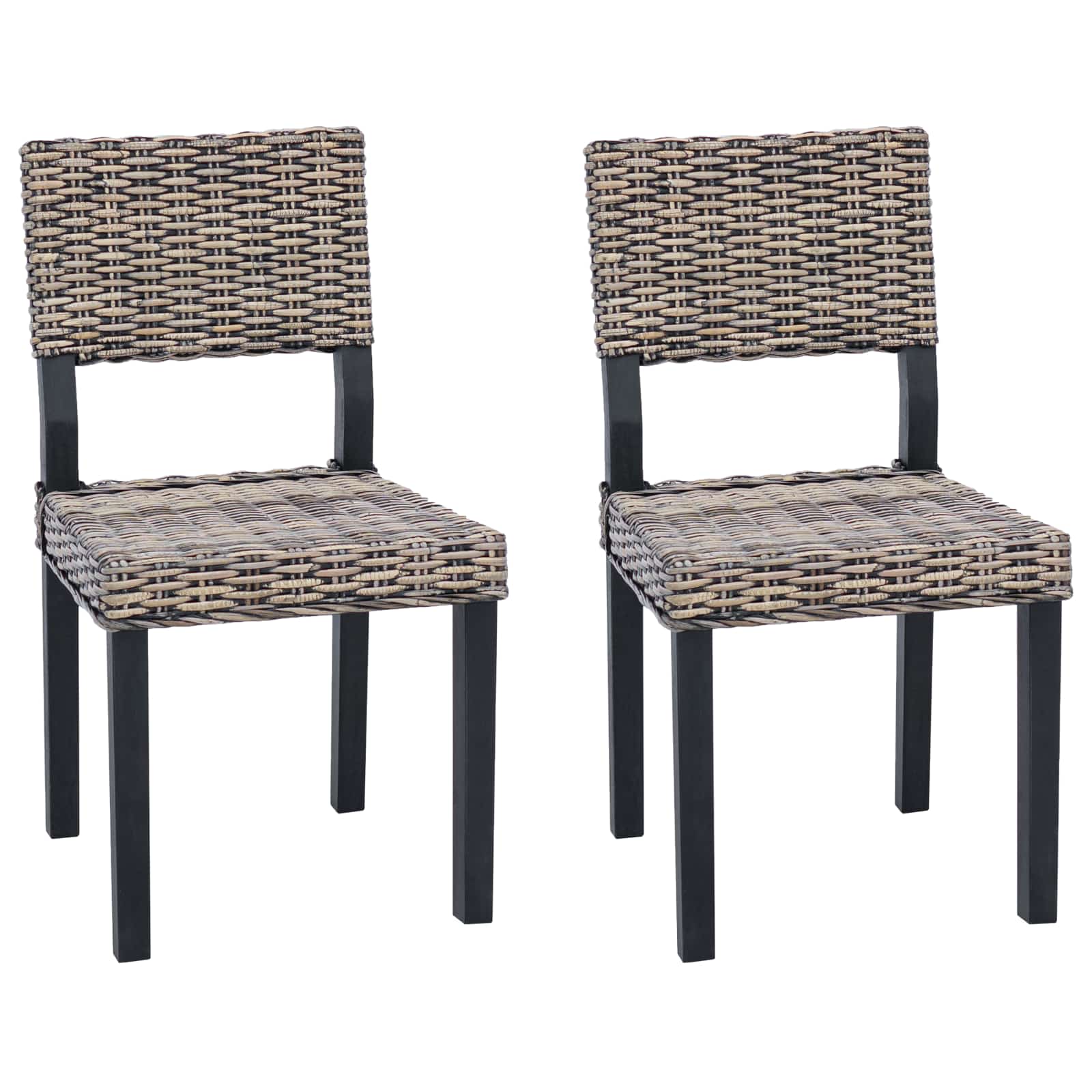Krzesło jadalniane 2 pcs Rattan Kubu Czarne pranie