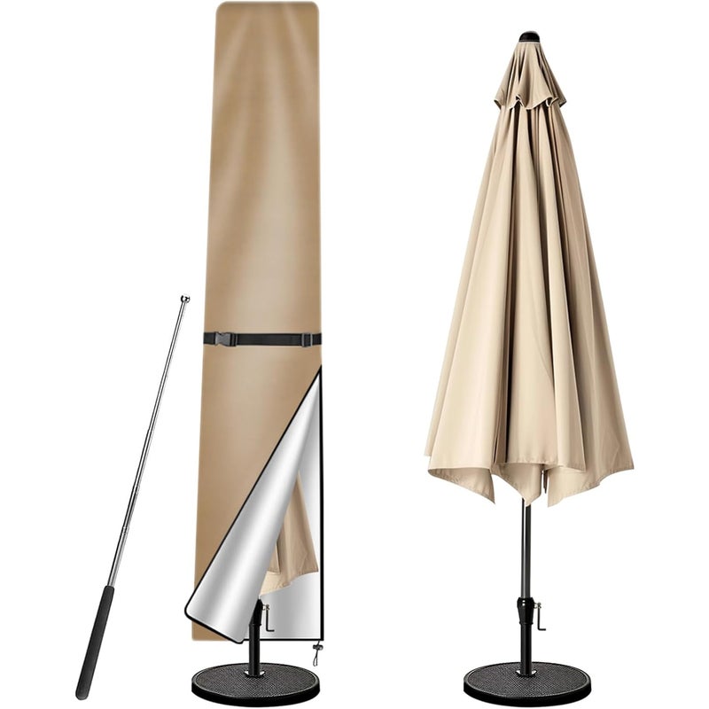 Pokrowiec na parasol z masztem, wodoodporny, odporny na promieniowanie UV i wiatr, idealny do ogrodu na zewnątrz (khaki, 190 x 30 x 50 cm)