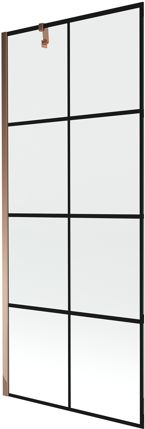 Mexen Next parawan nawannowy 1-skrzydłowy 80 x 150 cm, czarna kratka, różowe złoto - 895-080-000-00-77-60