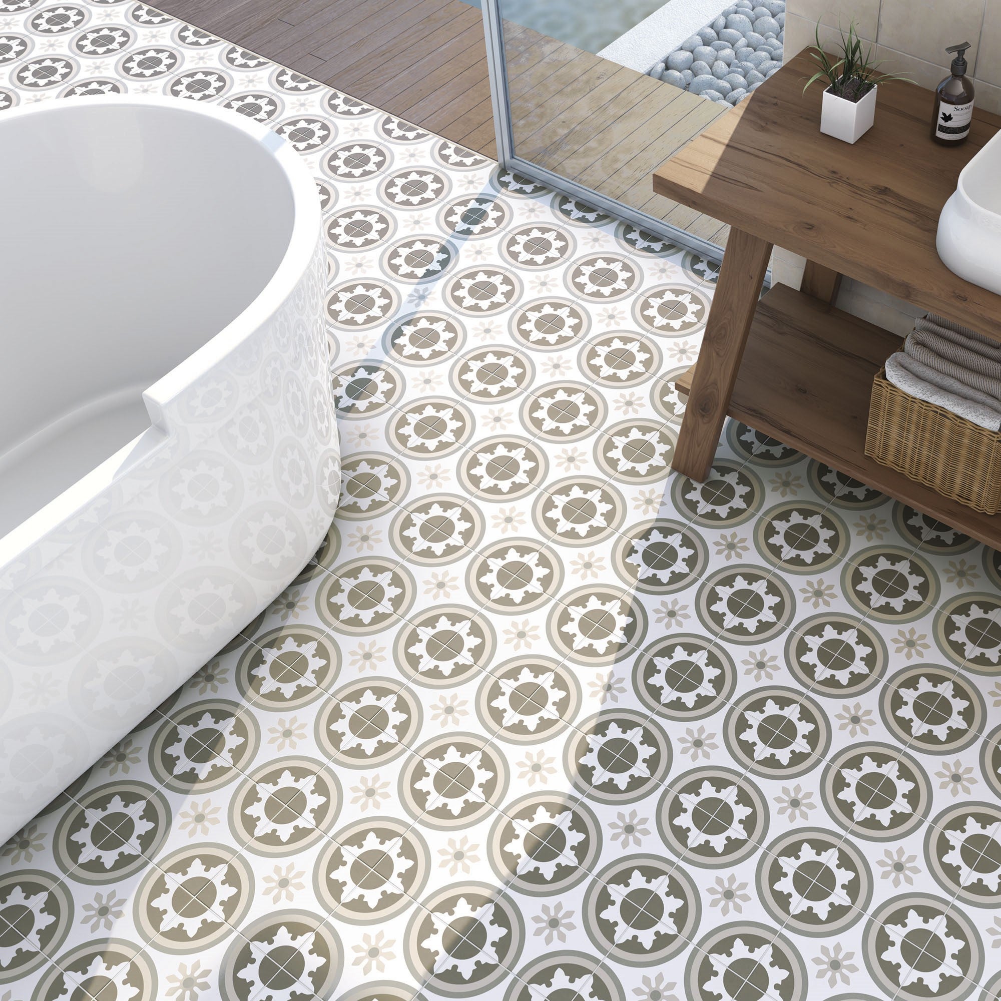 Płytka porcelanowa premium o efekcie hydraulicznych wzorów Basil 20x20 cm
