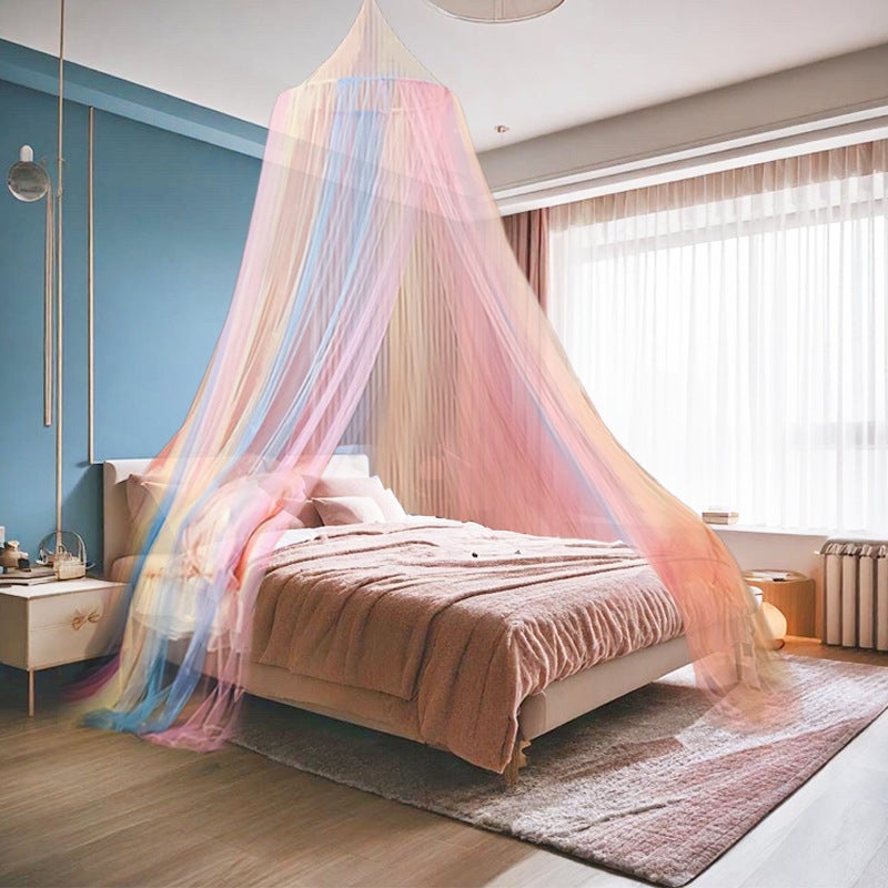 Elegancka moskitiera kopułkowa rainbow princess | Bardzo duża, podwójnie otwierana | Idealna do wszystkich łóżek, 60x250x1250cm