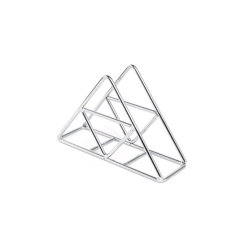 Triangularny stalowy stojak na ręczniki papierowe, organizer na stół, srebrny.