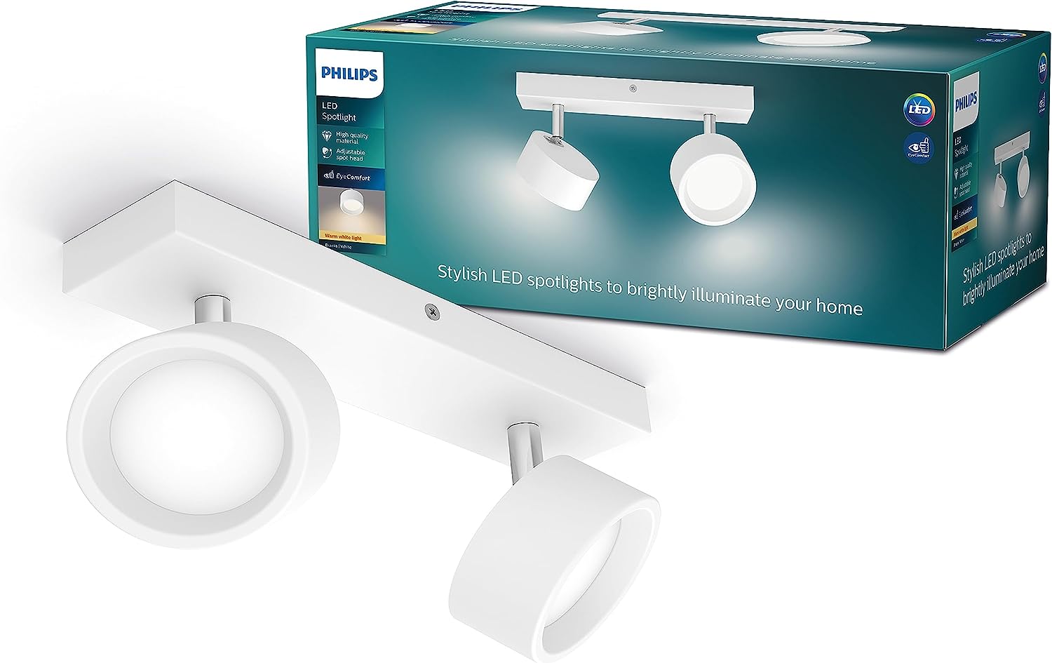 Lampa Sufitowa Reflektor LED 11 W 1100 lm 2700K Ciepła biel Biała Bracia Philips