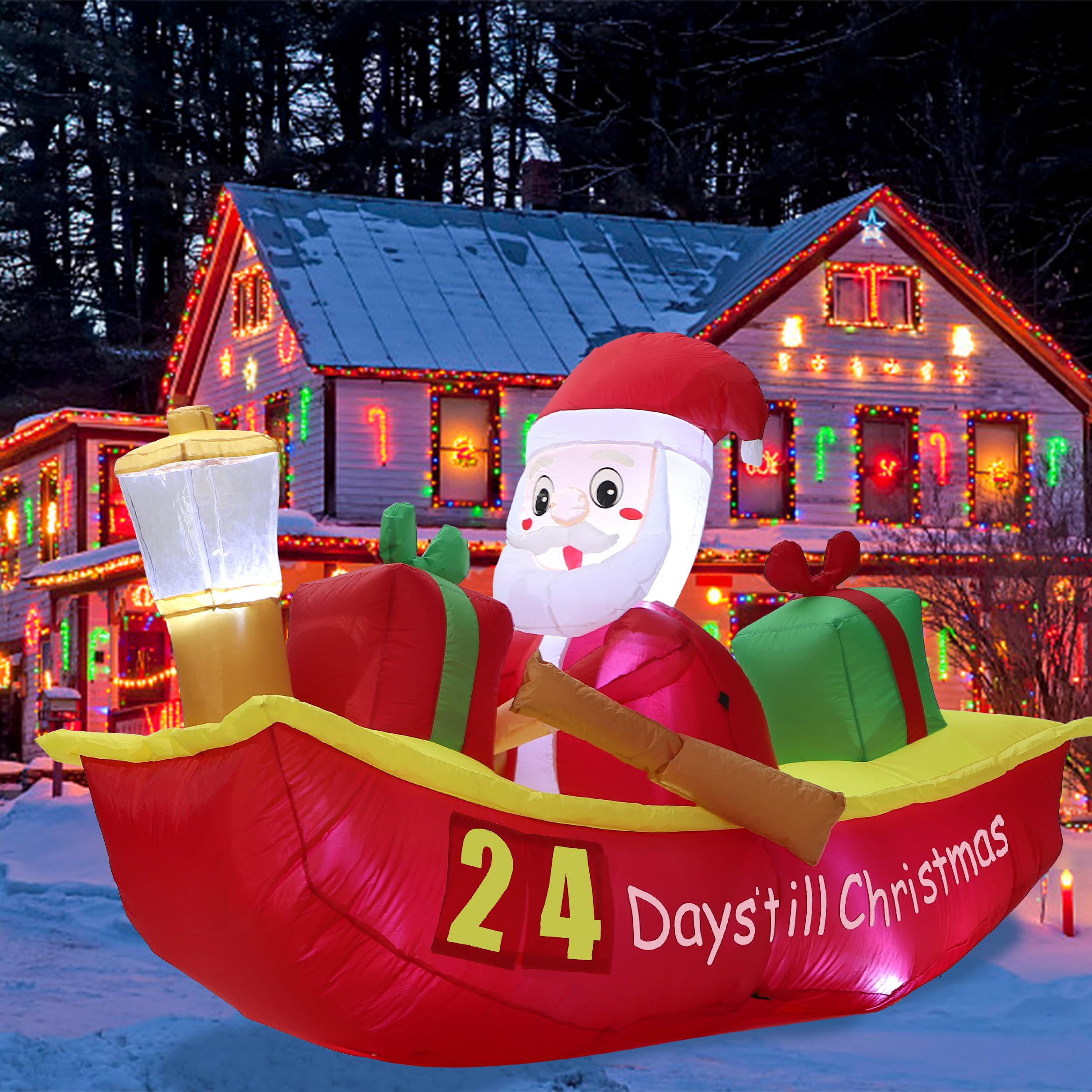 Giant inflatable Christmas LED lights 210 cm, inflatables decorations of Santa Claus, countdown to Christmas