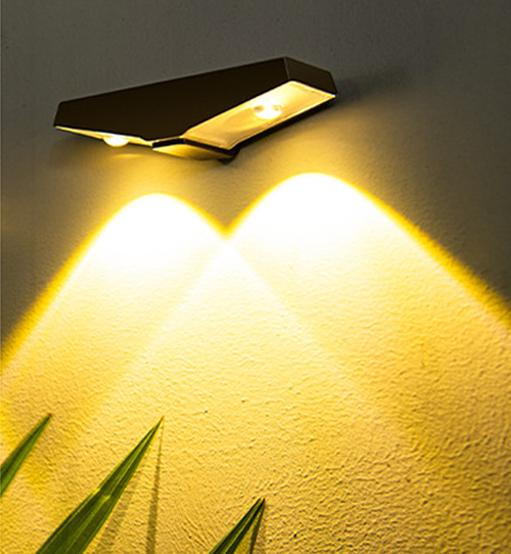 Zestaw 2 lamp solarnych indukcyjnych do ogrodu, oświetlenie dekoracyjne do ścian i ogrodzeń (biały ciepły)