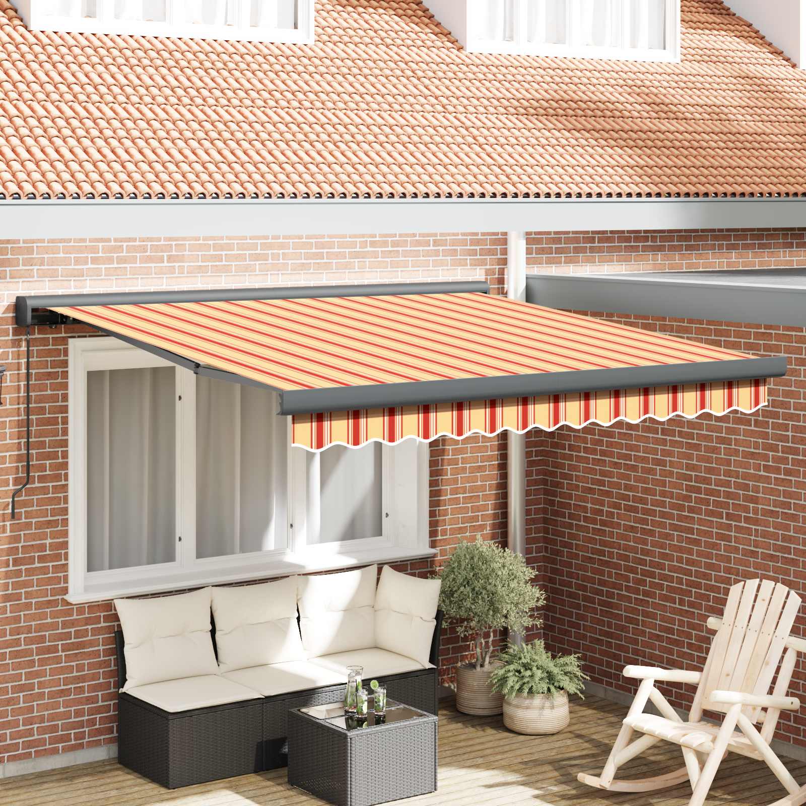 Markiza zwijana Żółty i pomarańczowy 350 x 250 cm vidaXL