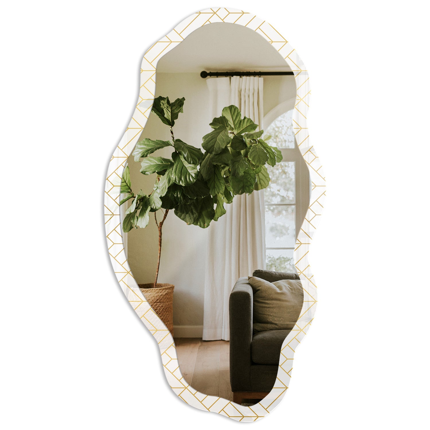 Lustro ścienne premium - szklana rama ozdobna - Stylowa geometria 52x97cm