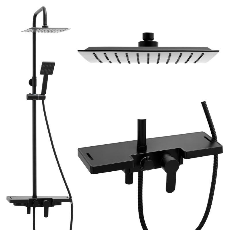 Bateria prysznicowa natryskowa panel slim kwadrat z deszczownicą 25 cm - Yoka