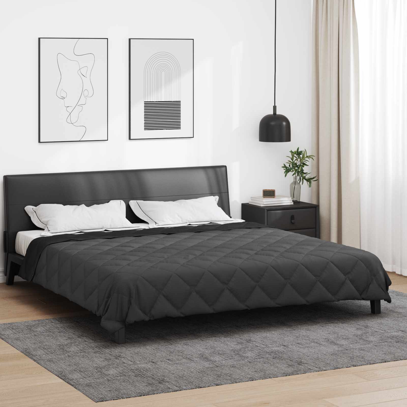 Kołdra na cały rok Czarny i antracyt 200 x 200 cm Mikrofibra vidaXL