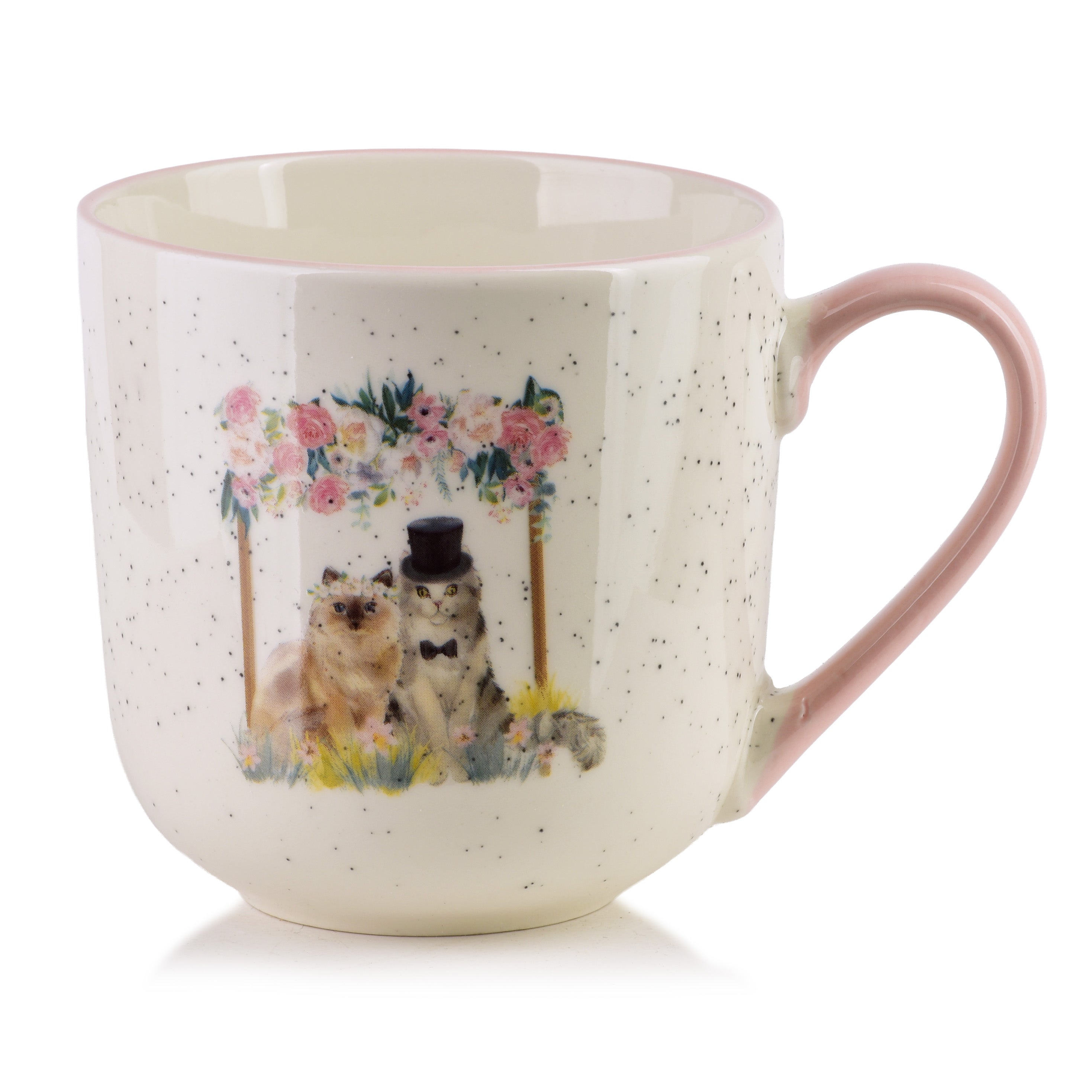 kubek ceramiczny Mondex Jules 9,5x13x9,5cm beżowy z różowym akcentem 1szt