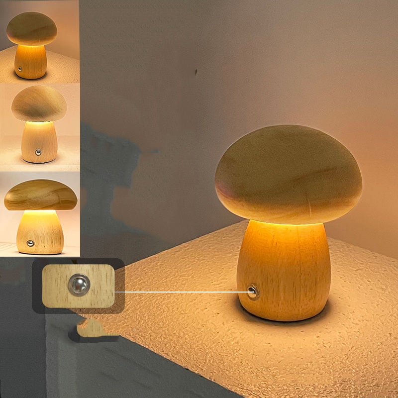 Lampa stołowa LED w kształcie grzyba, 3 kolory, lampka nocna, przenośna lampka nocna ze ściemnianiem z ładowaniem USB, beżowa, 1 sztuka