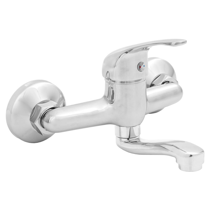 Bateria Umywalkowa Ścienna Z Obrotową Wylewką Invena Mitris Chrom 15 cm