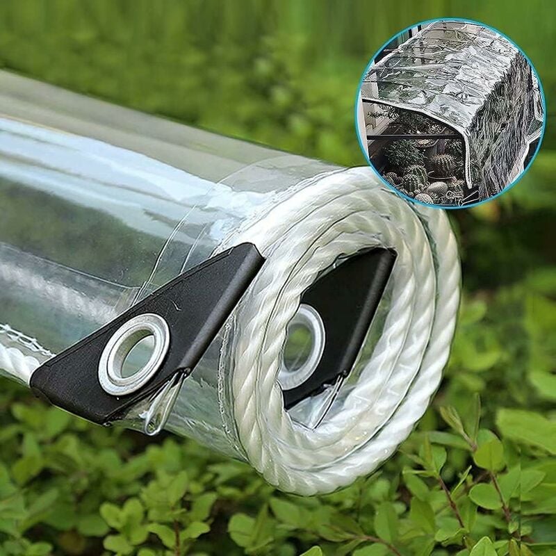 Perforowana transparentna plandeka przemysłowa – tworzywo sztuczne wodoodporne – trwała markiza pergolowa z PVC, 1,9 x 2,4 metra