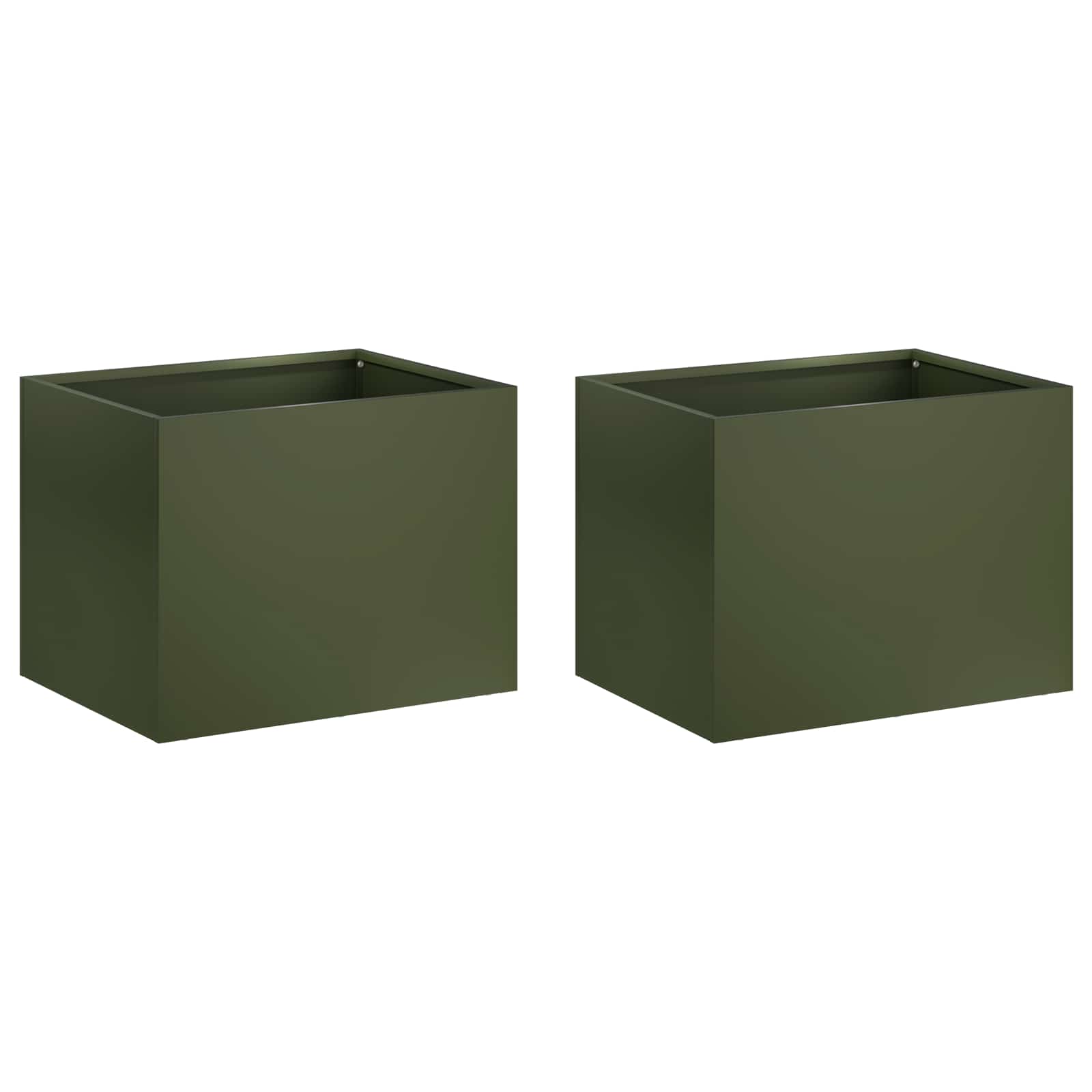 2x Donica Ogrodowa Stalowa 40x30x30 cm Oliwkowa na Taras na Balkon na Zioła