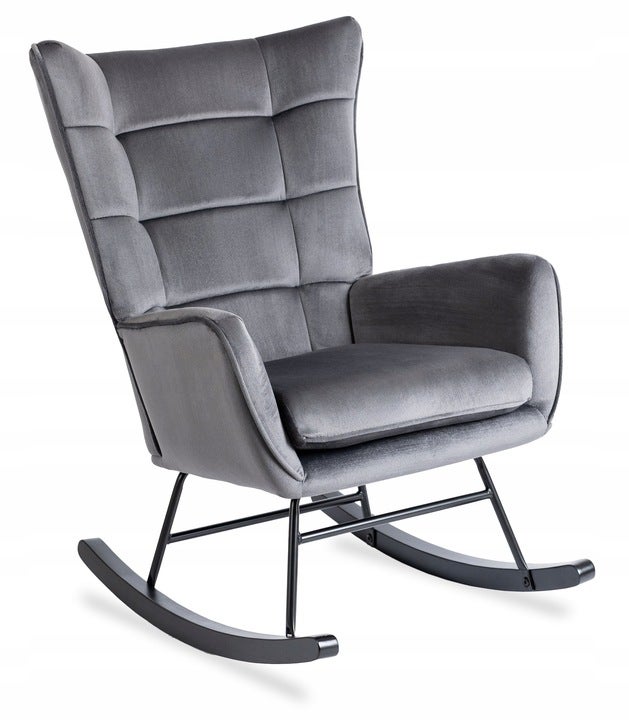 Fotel Uszak Bujany Wypoczynkowy Welurowy Salon Loft Velvet Szary JACKSON