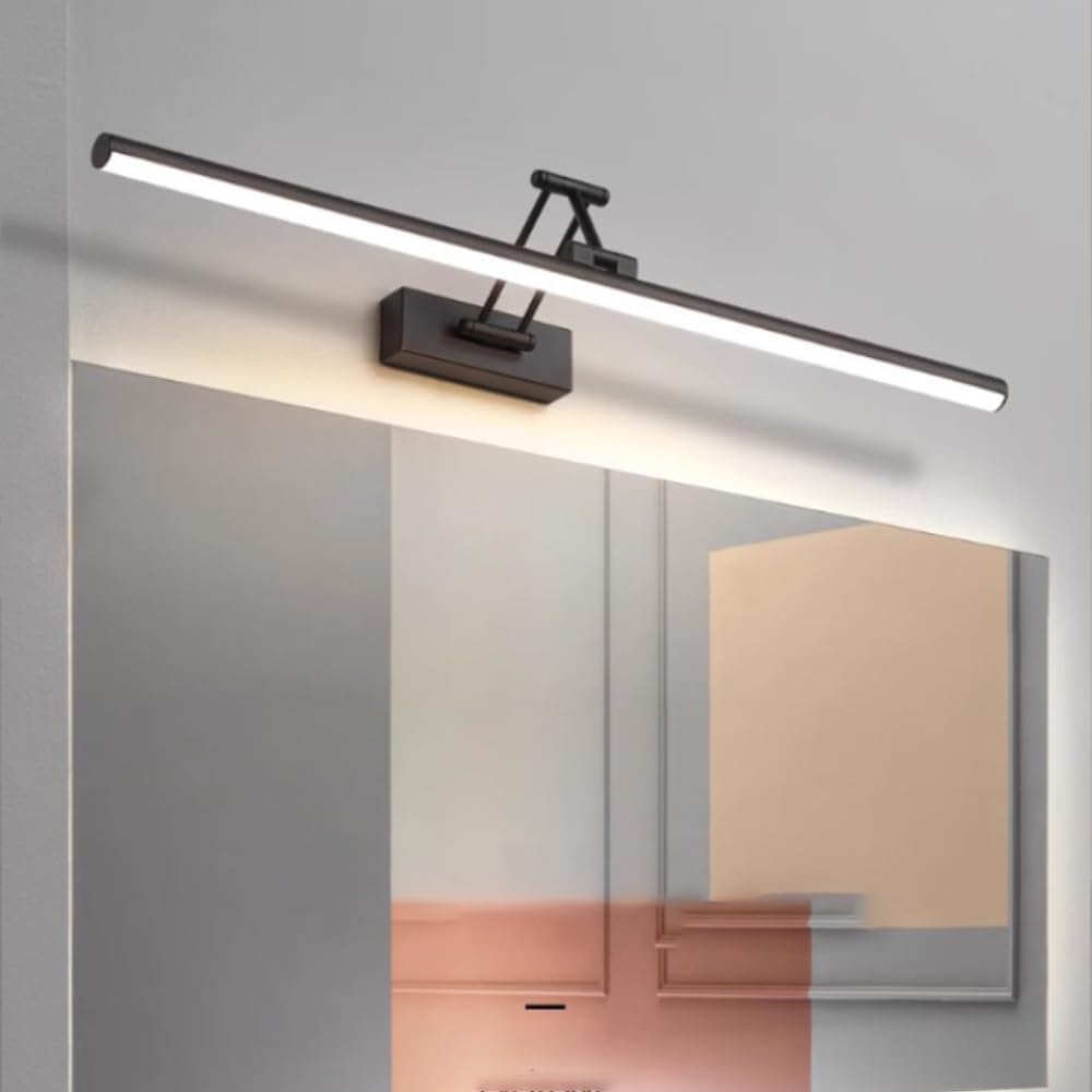 Kinkiet LED do łazienki, obrotowy o 180°, 3 regulowane kolory, odpowiedni do toaletek i szafek (czarny, 60 cm, 11W).