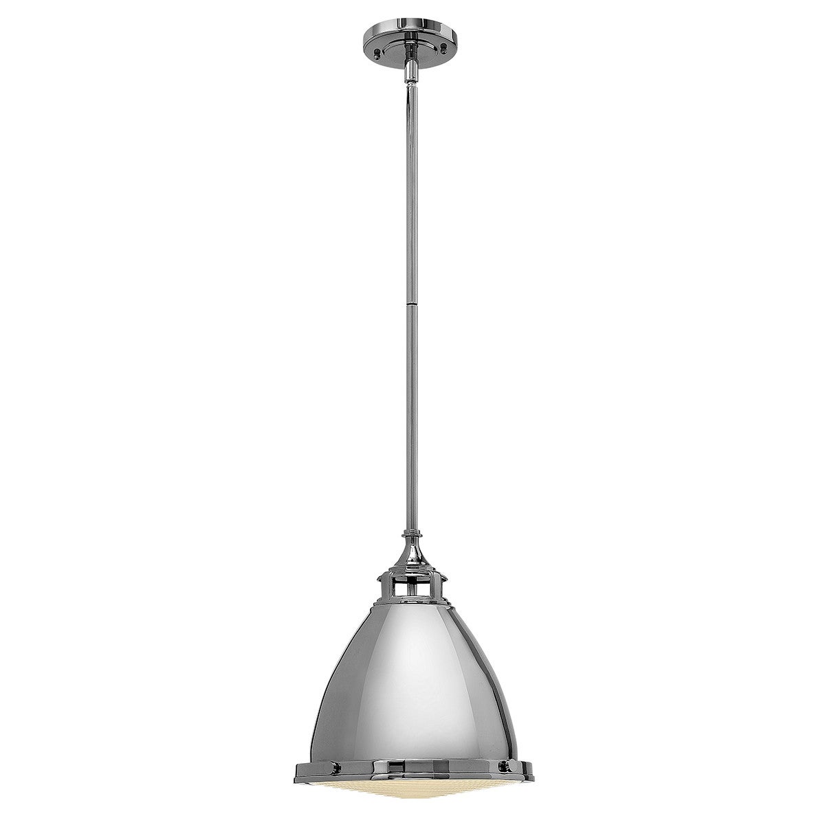 Suspension Amelia, ncikel poli et verre, 32 cm