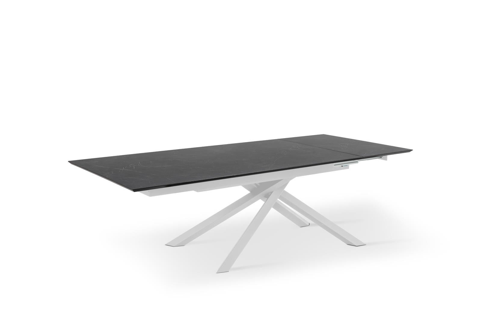 Table Extensible - Xavier - 90cm X 170/270cm H. 76cm - HPL Top - Aluminium Legs - Noir/Blanc