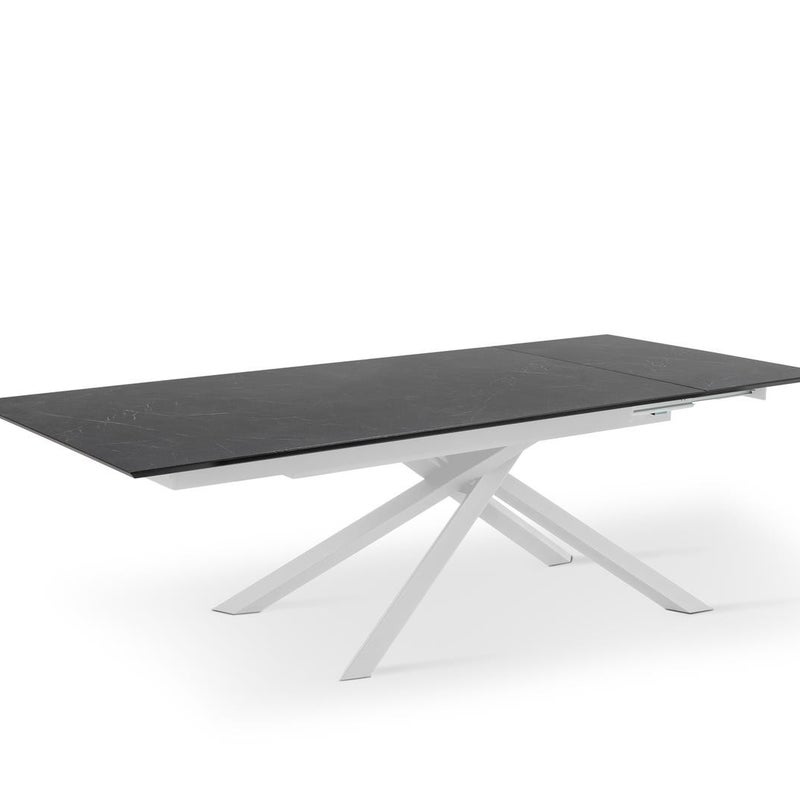 Table Extensible - Xavier - 90cm X 170/270cm H. 76cm - HPL Top - Aluminium Legs - Noir/Blanc