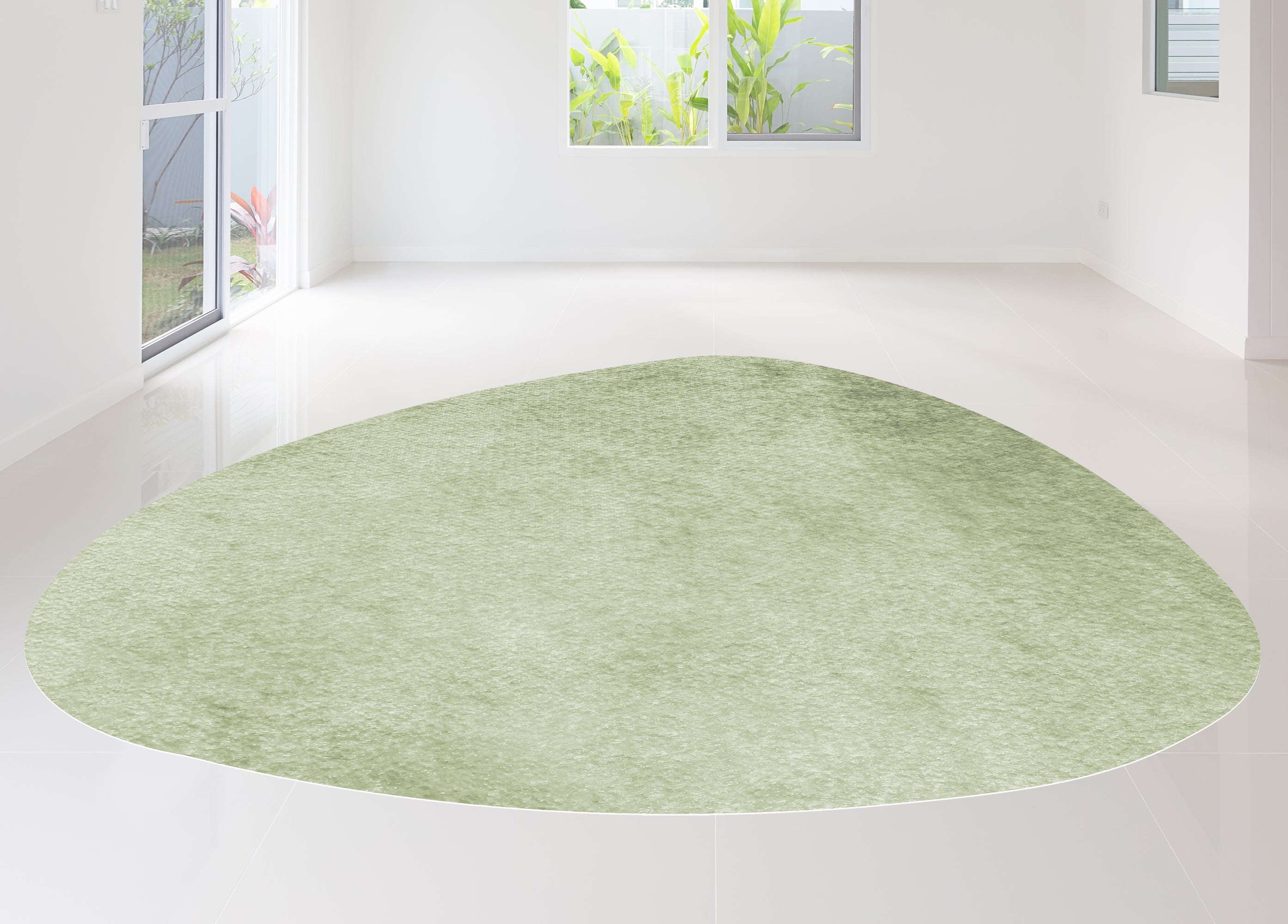 Apple Green Vinyl Rug Shape 65x85 cm - PVC antypoślizgowy, winyl do kuchni lub salonu, zmywalny, nowoczesny styl