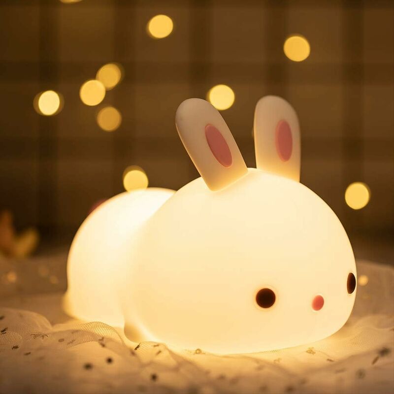 Lampki nocne dla dzieci, lampki nocne LED Rabbit, lampki nocne Miffy z akumulatorem, 7-kolorowe silikonowe lampki nocne, przenośne silikonowe lampki n