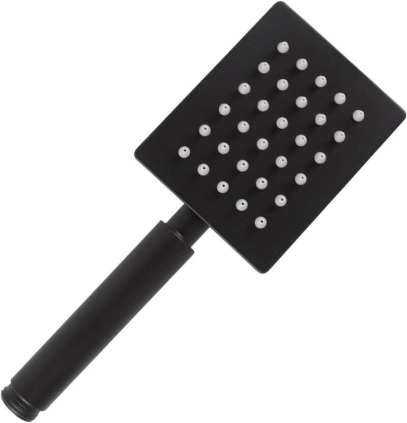 Kwadratowa rączka prysznica, silikonowa głowica prysznicowa o wysokim ciśnieniu, zapobiegająca zatykaniu, uniwersalne złącze 1/2" (czarne).