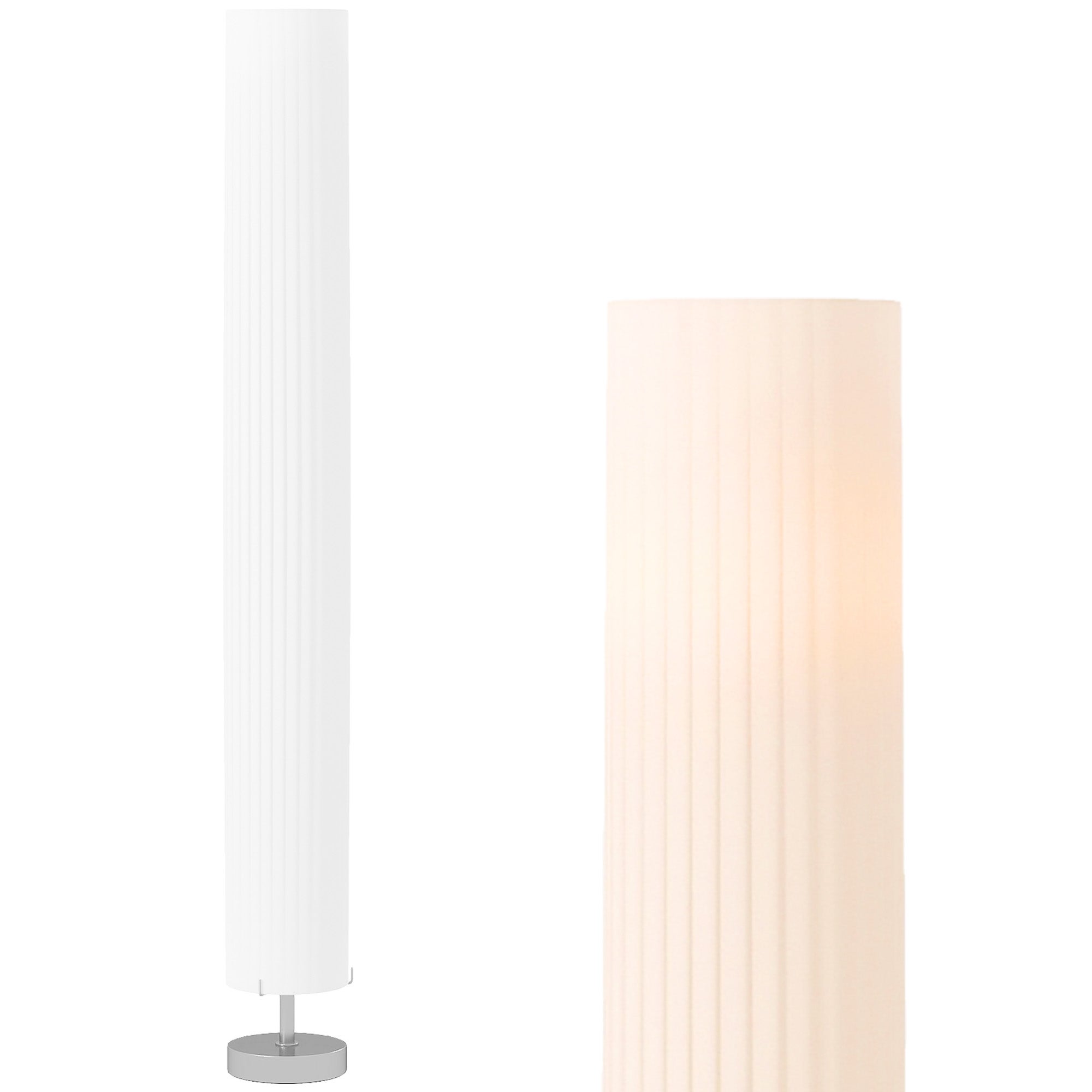 Nowoczesna, wolnostojąca lampa podłogowa w kształcie kolumny z miękkim światłem, 40 W, 14 dł. x 14 szer. x 120 wys. cm, biała stal nierdzewna