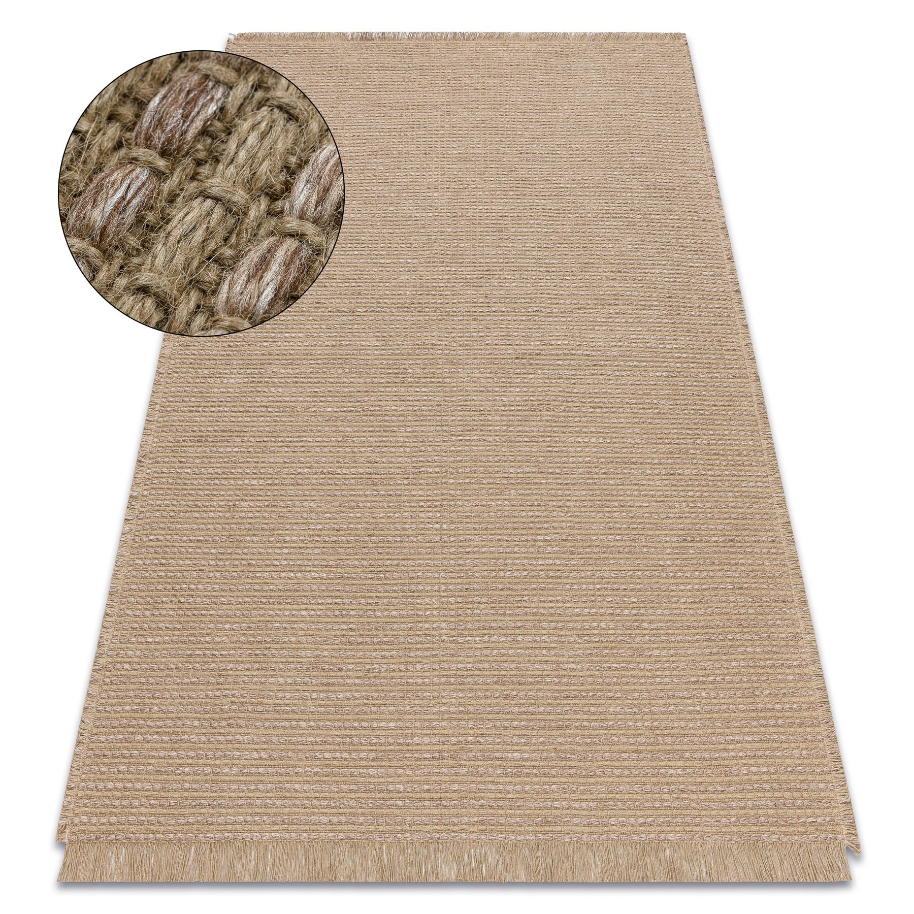 Dywan JUTE 3652 ciemny beż jednolity - jutowy, płaskotkany, frędzle 200x290 cm
