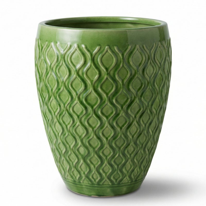 Donica ceramiczna Provencelia PHENIX Zielony, sred.41 x H55 cm, mrozoodporna, rękodzieło, szkliwiona