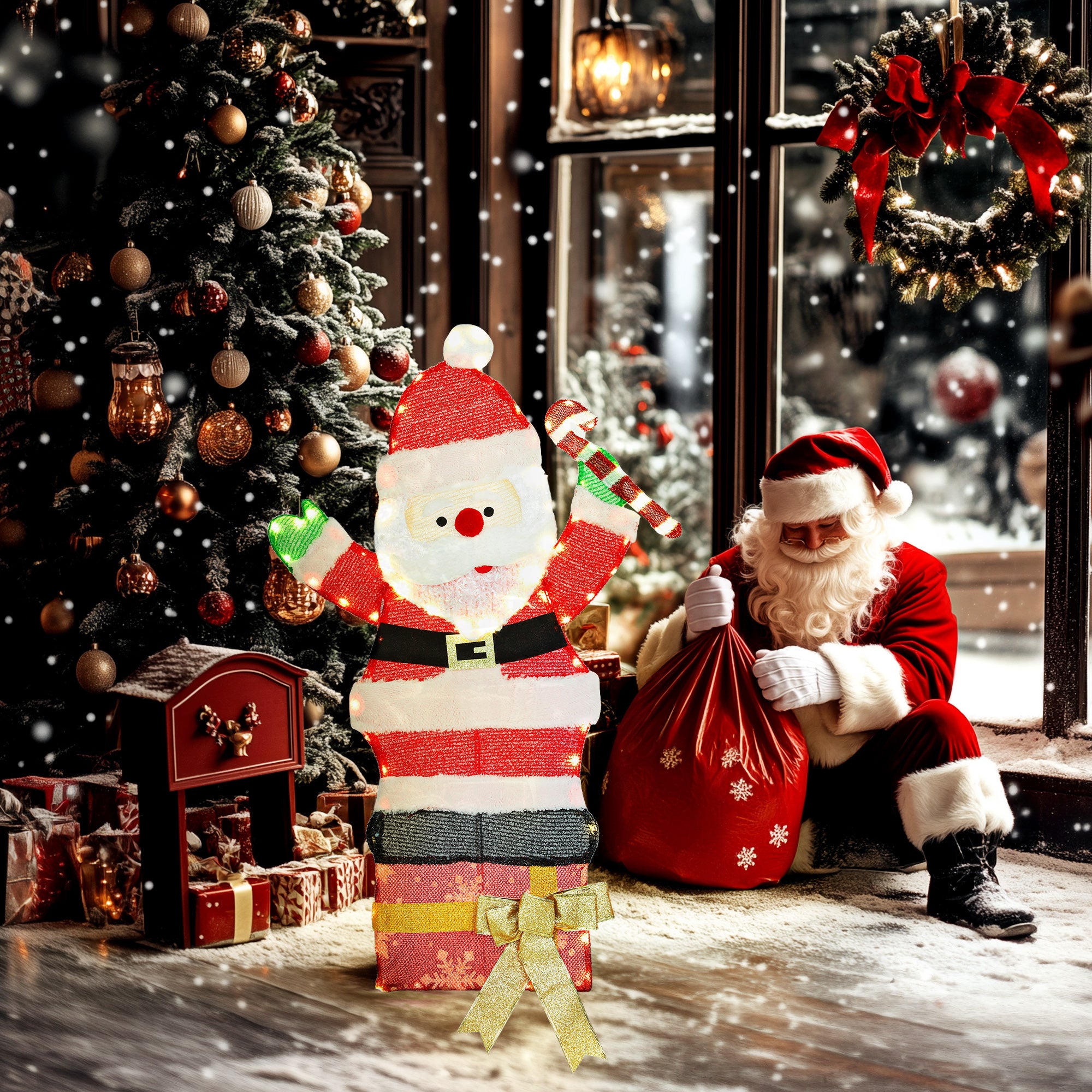 97er LED Christmas dekoracja, Christmas Santa Claus w ciepła biel, stalowa rama wielokolorowy