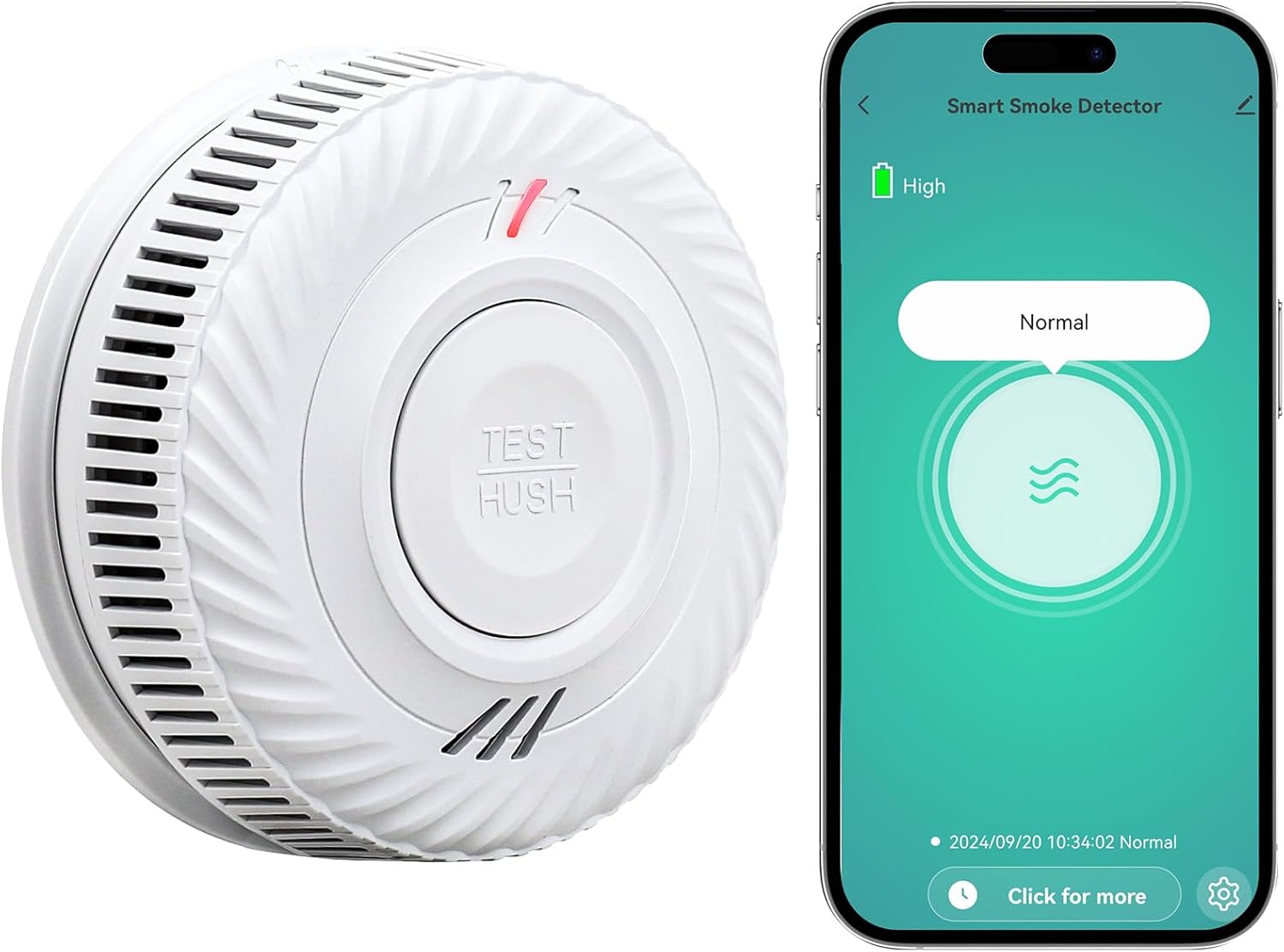 Czujnik dymu WiFi z baterią o żywotności 10 lat - inteligentny alarm przeciwpożarowy kompatybilny z Aplikacja Tuya/Smart Life