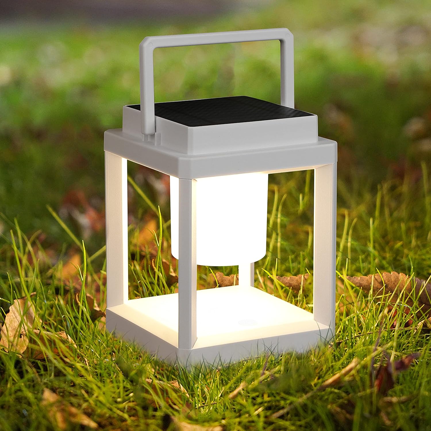 Zewnętrzna lampa stołowa, przenośne światło słoneczne, latarnia LED, wodoodporna lampa dekoracyjna do ogrodu kempingowego, ciepłe światło 3000K, biała