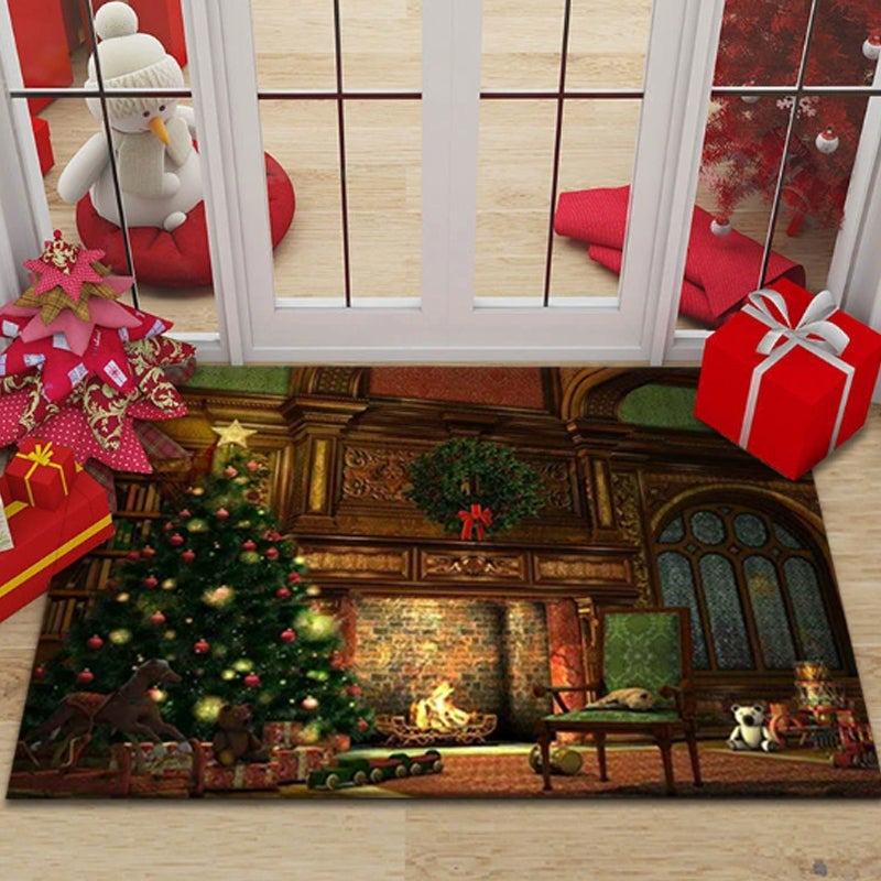 Antypoślizgowa wycieraczka świąteczna 50x80 cm - Dekoracja drzwi do wewnątrz/na zewnątrz - Dekoracyjny dywanik podłogowy na zimę, prezent