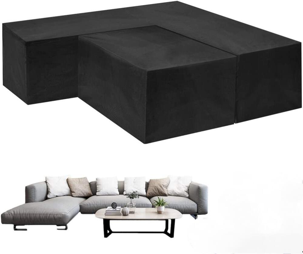 Pokrowiec na sofę narożną w kształcie litery V, tkanina Oxford 210D w kolorze czarnym, (w kształcie litery V) 215 x 215 x 87 cm (wysokość); (kwadrat)