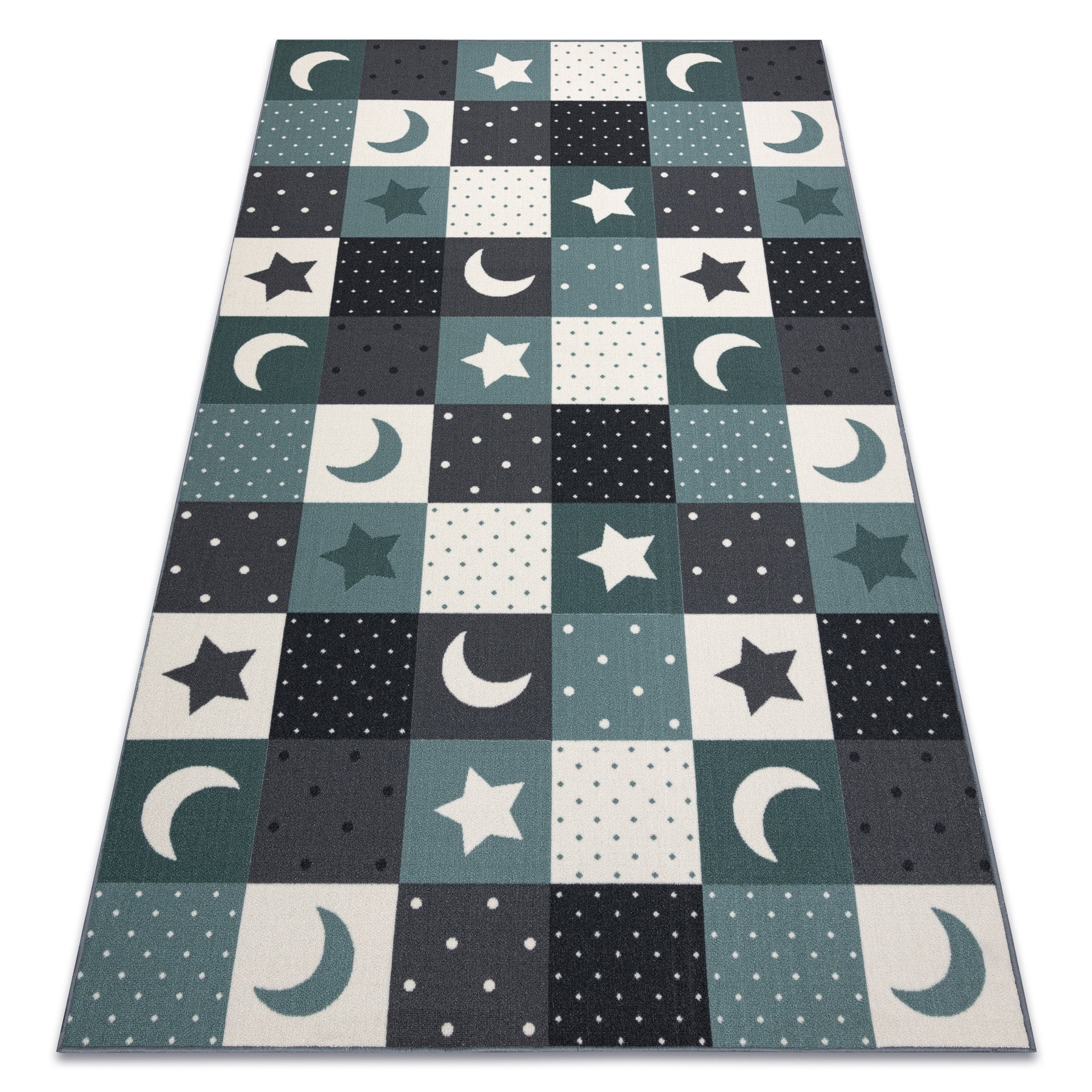 Dywan dla dzieci STARS gwiazdy, gwiazdki, dziecięca, turkus / szary 100x150 cm