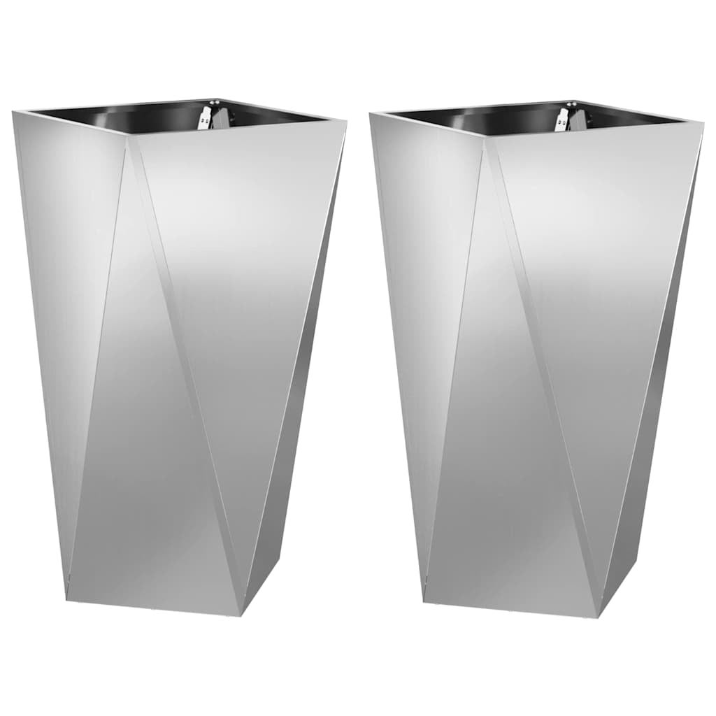 Donica 2 szt. Srebrny 40 x 40 x 75 cm Stal Galwanizowana