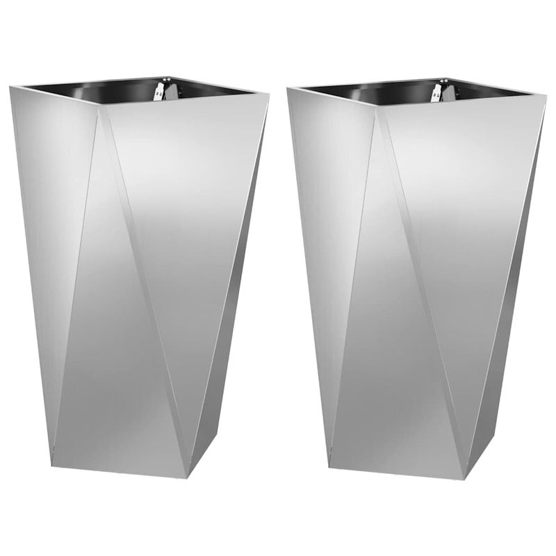 Donica 2 szt. Srebrny 40 x 40 x 75 cm Stal Galwanizowana