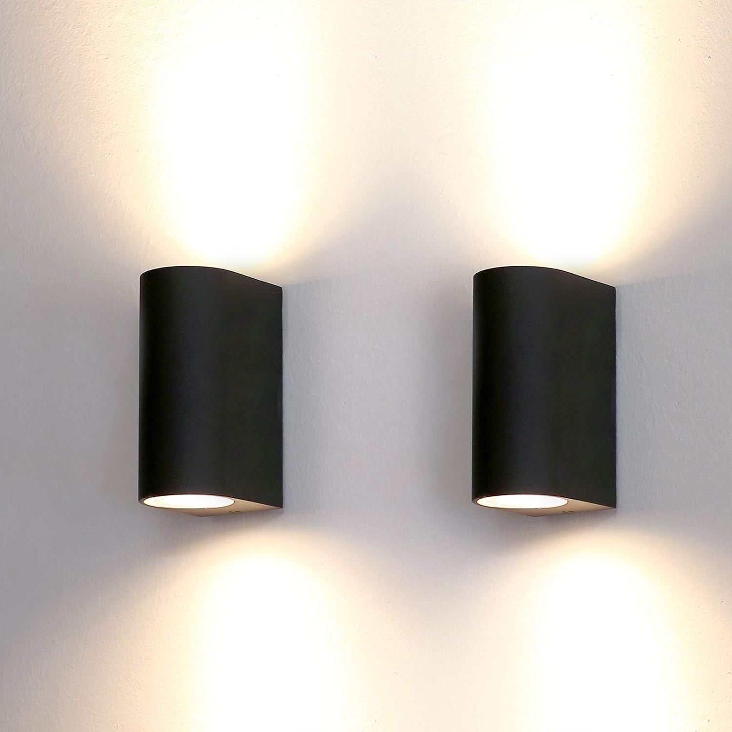 2 szt. Kinkiet zewnętrzny Aluminiowy Up/Down Oświetlenie zewnętrzne/wewnętrzne, IP44 Wodoodporne czarne lampy ogrodowe na patio, taras, do ogrodu