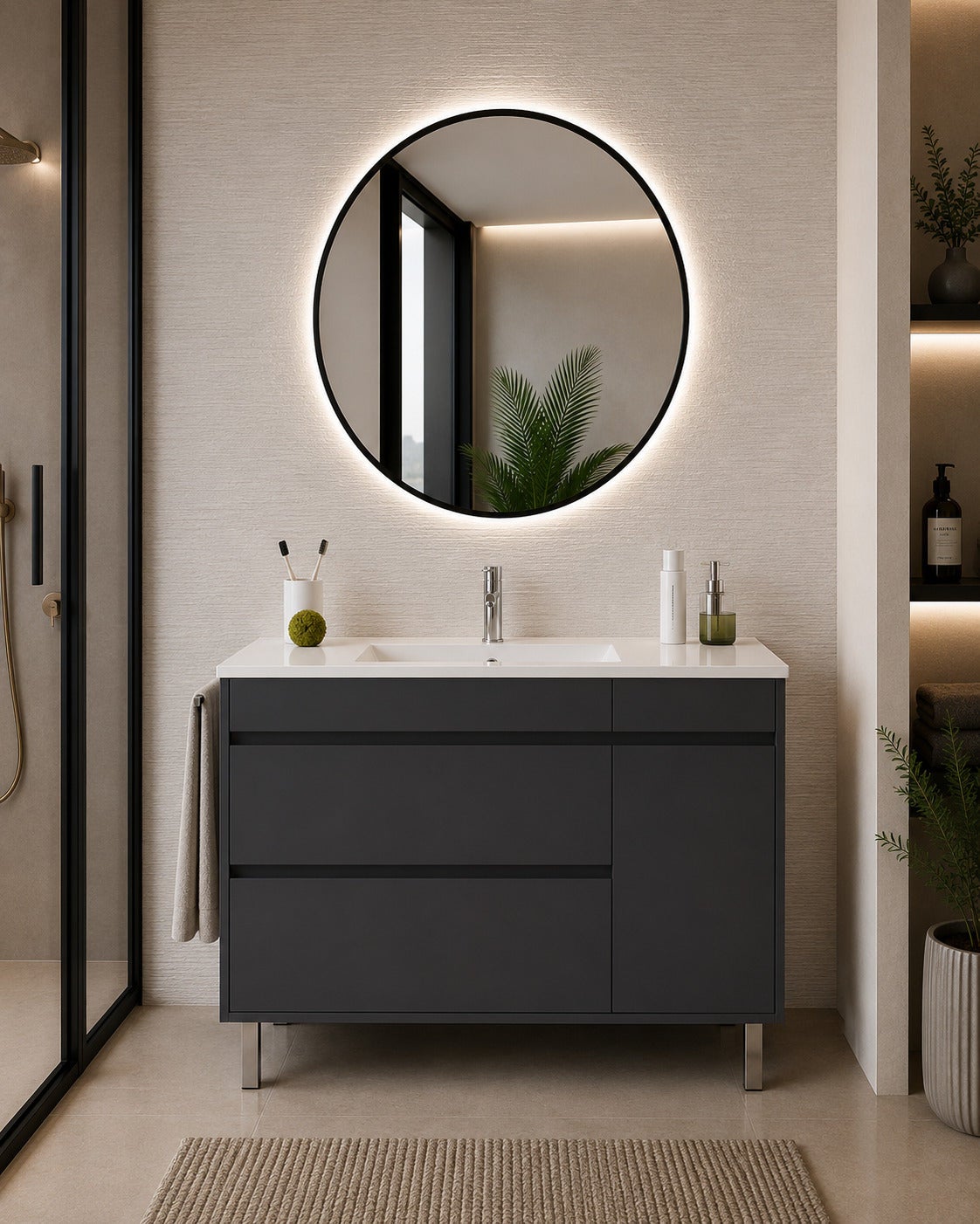 Szafka łazienkowa z umywalką ORIGENBATH CAPRERA bez lustra 70x45 cm grafitowy