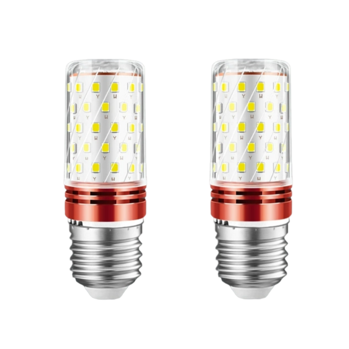 Zestaw 2 żarówek LED E27 12 W, 28 * 82 mm, 1320 lumenów, żarówki kukurydziane z gwintem, 60 żarówek LED, ciepłe światło 3000 K, nieściemnialne, 【Klasa