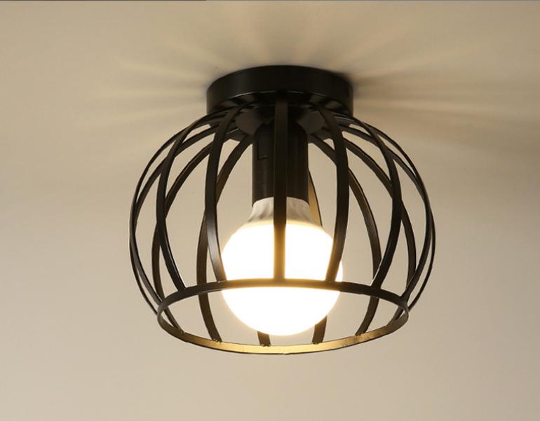 Lampa sufitowa w stylu vintage industrial, E27, styl retro, metalowa lampa sufitowa do kuchni, sypialni, przedpokoju, korytarza (czarna)