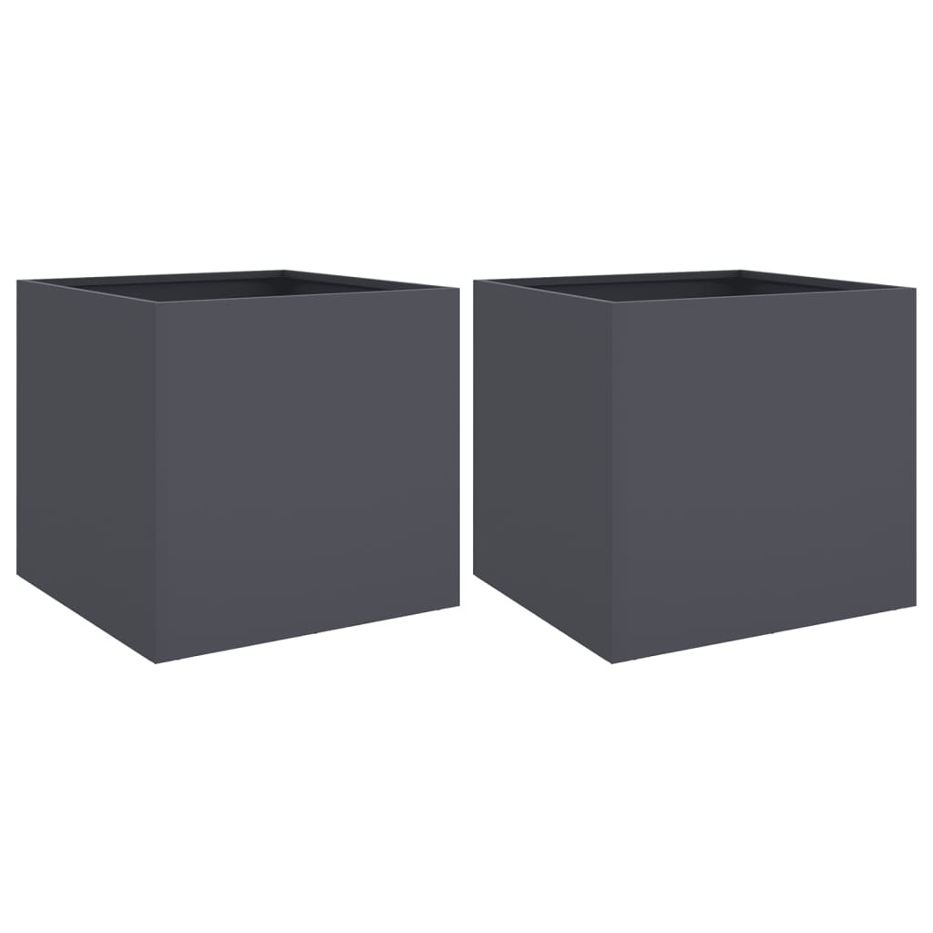2x Donica Ogrodowa Metalowa Antracytowa na Taras i do Ogrodu