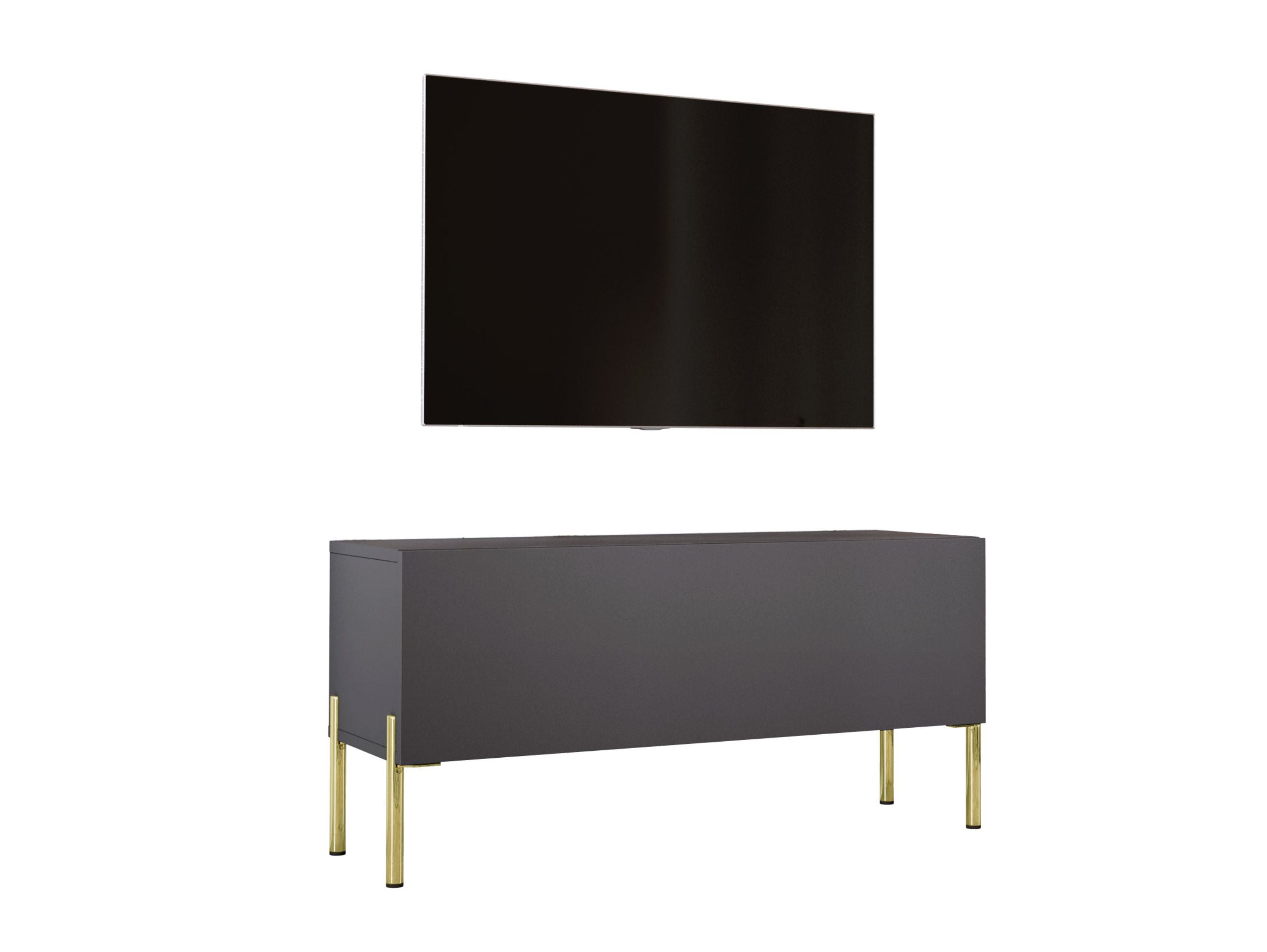 Szafka RTV w kolorze antracytowym, złote nogi, 100 x 52 x 32 cm