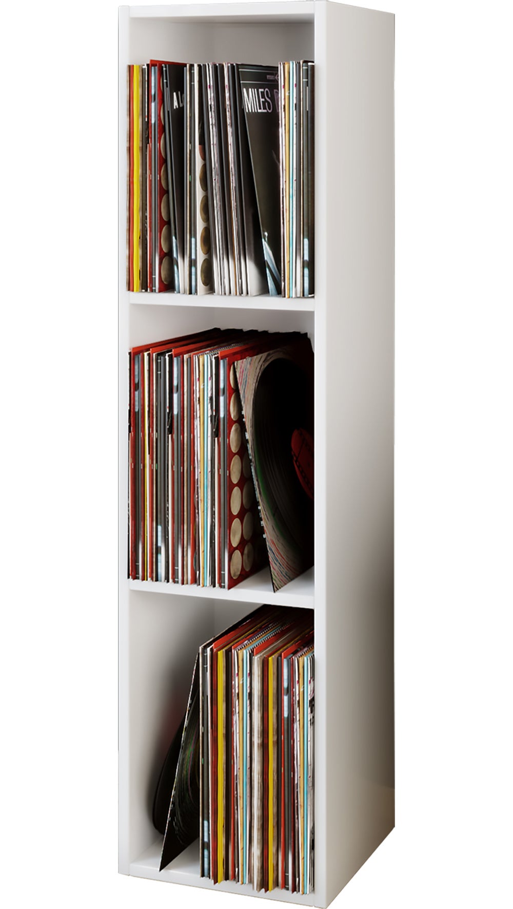VCM Płyta CD / DVD Media Shelf Platto Biały H. 107 x B. 34 x T. 30 cm