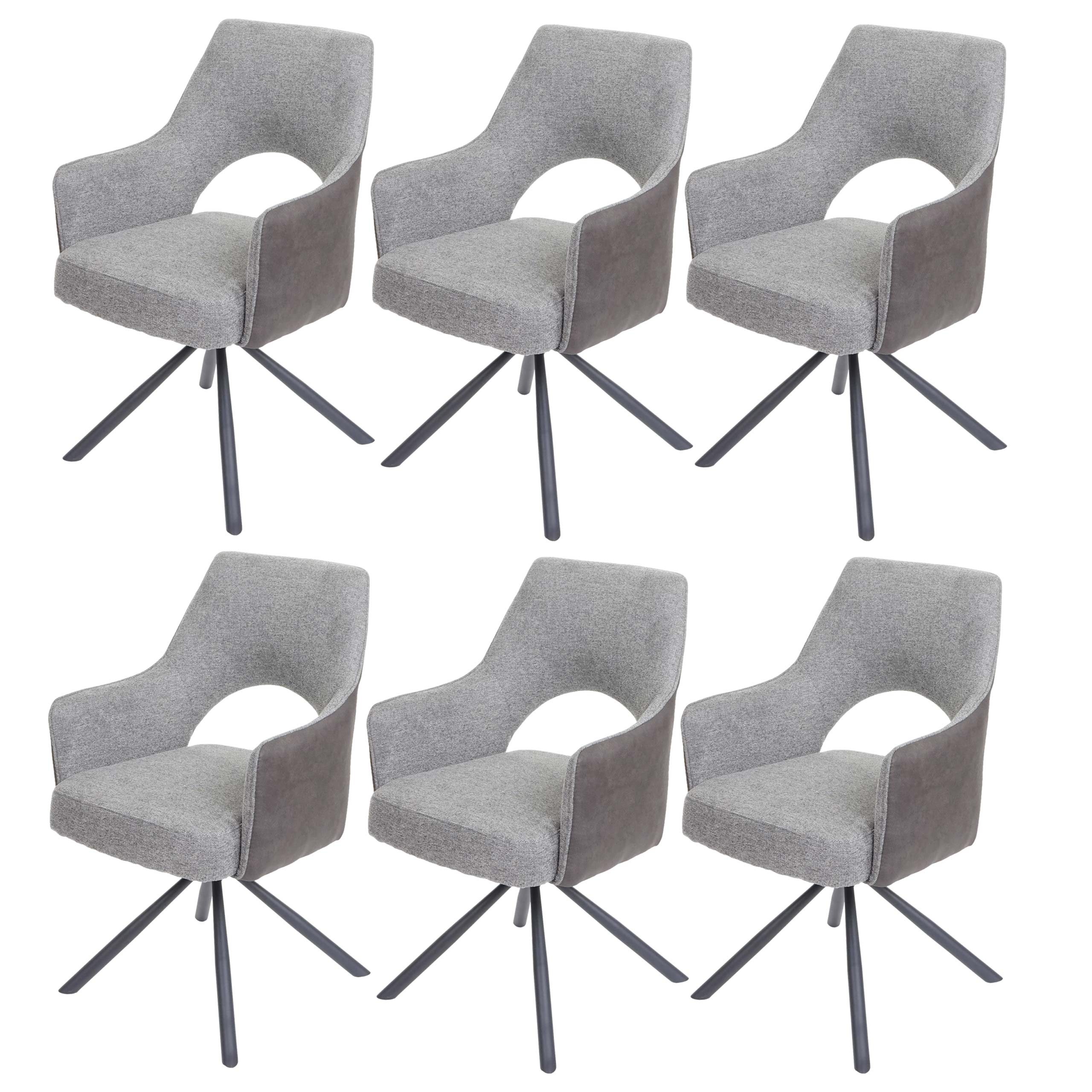 Zestaw 6 krzeseł do jadalni HWC-K30, szary-ciemnoszary