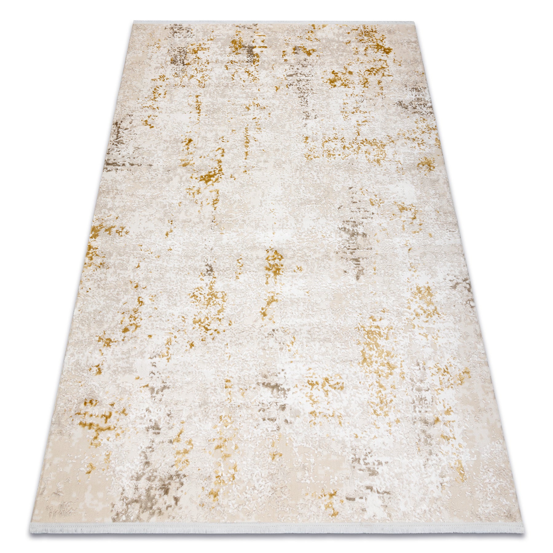 Dywan DUKE 51546 krem / złoty - Vintage, strukturalny, bardzo miękki, frędzle 80x150 cm